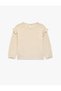 Floral Embroidered Long-Sleeved Crew Neck Ruffled Sweatshirt - 2