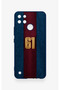 Realme C21Y Compatible Burgundy and Blue Patterned Silicone Case. - 2