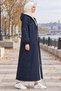 Women's Navy Blue Bondit Jacket with Hood, Zipper, and Pockets. - 3