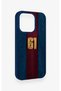 iPhone 14 Pro Compatible Burgundy and Blue Patterned Silicone Case. - 3