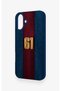 iPhone 16 Plus Compatible Burgundy and Blue Patterned Silicone Case. - 4