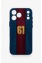 iPhone 17 Pro Max Compatible Burgundy and Blue Patterned Silicone Case. - 2