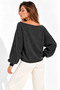 Women's Anthracite Boat Neck Wrap-Style Knit Sweater - 5