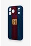 iPhone 17 Pro Max Compatible Burgundy and Blue Patterned Silicone Case. - 4