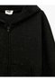 Silky Long Sleeve Ribbed Kangaroo Pocket Hooded Zipper Crop Jacket - 3