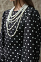 Long Black Crepe Dress with Large Polka Dots. - 3