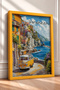 Vernazza Coastal Road, Yellow Minibus Framed Painting, Italy Poster, Living Room, Kitchen, Wall Decor, Itp098. - 2