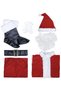 7PC Santa Claus Costumes Santa Suit With Beards Hat Boots Belt Gloves Top and Pants, Christmas Santa Outfit Set for Adults for Party Xmas Holiday - 7