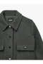 Long Sleeve Classic Collar Double Pocket Buttoned Cashmere Jacket - 5