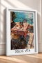 Dolce Vita Striped Tablecloth Terrace Table with Framed Painting, Italy Poster, Wall Decor, Itp114. - 2