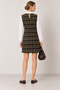 Women's White Shirt Dress with Plaid Pattern, Long Sleeves, and Drawstring Detail. - 2