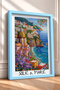 Sole & Mare, Coastal Town with Written Text, Framed Painting, Italy Poster, Living Room, Kitchen, Wall Decor, Itp096. - 2