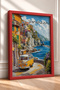 Vernazza Coastal Road, Yellow Minibus Framed Painting, Italy Poster, Living Room, Kitchen, Wall Decor, Itp098. - 2