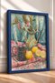 Lemons and Patterned Ceramic Jug Framed Painting, Italy Poster, Living Room, Kitchen, Wall Decor, Itp105. - 2