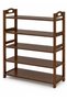 5 Tier Bamboo Shoe Rack, Wooden Shoe Organizer with Flat Shelves, 60 x 25 x 87 cm, Space Saving Brown Shoe Storage Stand for Entryway, Hallway and Bedroom - 2