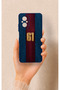 Realme 12 Lite Compatible Burgundy and Blue Patterned Silicone Case.