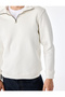 Men White Plain Collared Long Sleeves Sweatshirt - 5