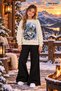 Winter, Spring, and Autumn Girls' Black Spanish Flared Bottoms and Beige Sweat Top