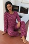 Women's Striped Regular Fit Stylish Lilac Pajama Set. - 3