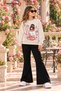 Winter, Spring, and Autumn Girls' Black Spanish Flared Bottoms and Beige Sweat Top