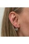 Silver Dangle Rose Hoop Earrings - 2