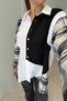 Premium Stone Embroidered Oversized Shirt - Black - 3