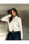 Ecru Zippered Knit Cardigan - 0105 - 4
