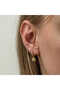Gold Minimal Flower Women's Earrings with Silver Dangles - 4
