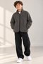 Boys' Plush Fleece Jacket with Zipper and Zippered Pockets, Featuring a "USA" Print, Anthracite Gray Winter Fleece, Fleece-Lined - 3