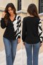 Women's Long-Sleeved V-Neck Modal Blouse with Buttoned Front and Patterned Details - New Season, Original Design, and Modern Elegance. - 4