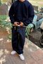 Puffer Navy Blue Boxy Fit Sweatshirt