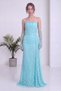 Women's Long Evening Dress with Lace Details and Sleeves, Available in Brown, White, Ecru, Navy Blue, and Mint Green. - 6