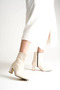 Zrcb2 Premium Cream-Colored Winter Boots with Thick Heels and Zipper (7cm) - 6