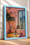 Orange Tree and Pink-Walled Room Framed Poster, Italy Poster, Living Room and Kitchen Wall Decor, Itp146. - 2