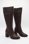 Women's Brown Chunky Heel Knee-High Long Boots - 4