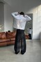 Raw Series Striped Navy Blue Baggy Jeans for Women - 6