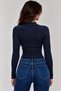 Women's Glittery Half Turtleneck Ribbed Knit Crop Top - 3