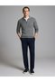 Gray Melange Slim Fit Zippered Polo Neck Basic Knit Sweater 50333917-Vr086 - 4