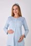 Maternity Pajama Set, 3-Piece Set, Lace Robe, Buttoned Nursing Robe, Jacquard Fabric. - 6
