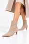 Women's Suede Short Ankle Boots with a Slim Heel and Pointed Toe. - 3