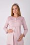 Maternity Pajama Set, 3-Piece Set, Lace Robe, Buttoned Nursing Robe, Jacquard Fabric. - 6