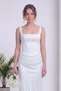 Women's Corset-Style Draped Long-Sleeved Satin Evening Dress, Available in Black, Burgundy, White, and Baby Blue. - 4
