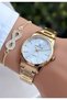 Gold-Colored Steel Strap Women's Watch. |   Bracelet Gift |   2 Years Warranty - 2