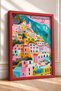 Riomaggiore Pastel-Colored Houses Framed Painting, Italy Poster, Living Room, Kitchen, Wall Decor, Itp159. - 2