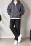 Basic Zip-Up Hoodie in Charcoal Grey - 2
