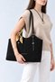 Alvera Women's Shoulder Bag, Tote Style, Suede-Look, with Scarf Detail, Black. - 4