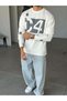 Star Printed Washed Double Sleeve Oversized Sweat t White - 2