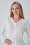 Women's Ecru Self-Patterned Robe and Maternity Pajama Set, 3-Piece Set, Nursing-Friendly, Lace-Trimmed Maternity Pajamas. - 7
