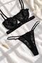 Banded Detail Soft Lace Underwire Lingerie Set - 5