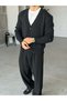Worn-Look Oversized V-Neck Knit Cardigan, Black. - 3